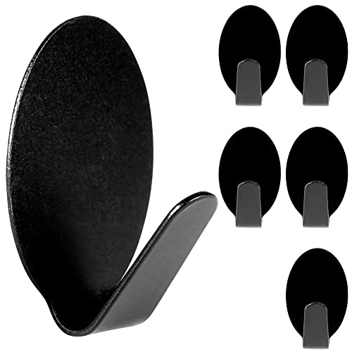 Vilde Selbstklebend Handtuchhalter Handtuchhaken Wandhaken Haken Klebehaken Stahlhaken oval schwarz 6 STK. 3x2 cm von Vilde