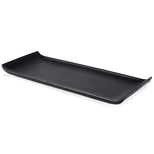 Vilde Snackteller Servierteller Servierplatte Keramikteller aus schwarzer Keramik 34,5x13,5x3 cm von Vilde