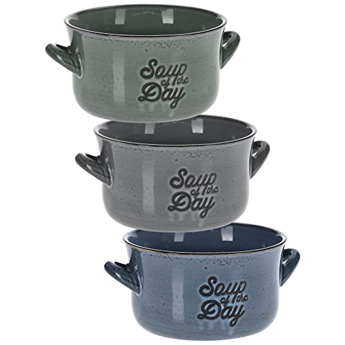 Vilde Suppenschüssel Bouillontasse Schale aus Keramik für Haferflocken Müsli 3 Stück Set 3x650 ml von Vilde