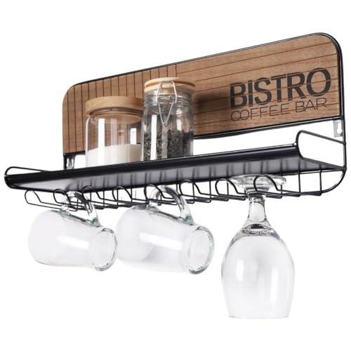 Vilde Tassenhalter Becherhalter Wandhalterung für Becher und Tassen aus Metall schwarz BISTRO 48x12x20cm von Vilde
