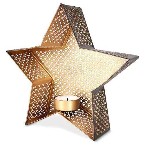 Vilde Teelichthalter Kerzenständer Kerzenhalter Leuchter für Teelichter aus Aluminium schwarz Gold Stern 21x20 cm Vilde Teelichthalter Kerzenständer Kerzenhalter Leuchter für Teelichter aus Aluminium schwarz Gold Stern 21x20 cm von Vilde