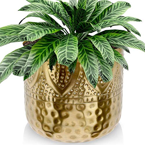 Vilde Übertopf Blumentopf Pflanzentopf Blumenvase Vase Blumen dekorativ aus Metall Gold 19x18 cm von Vilde
