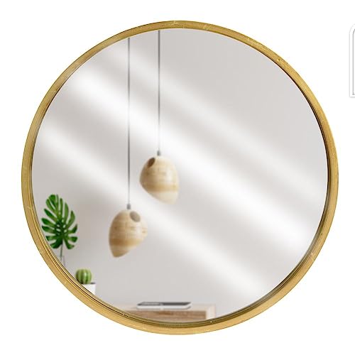 Vilde Runder Spiegel 30 cm - Gold Holzrahmen - Dekorativ Für Büro, Restaurant, Salon - Modernes Design - Wandspiegel Rund Ideal Für Wohnzimmer, Flur, Schlafzimmer - Klassische & Moderne Innenräume von Vilde