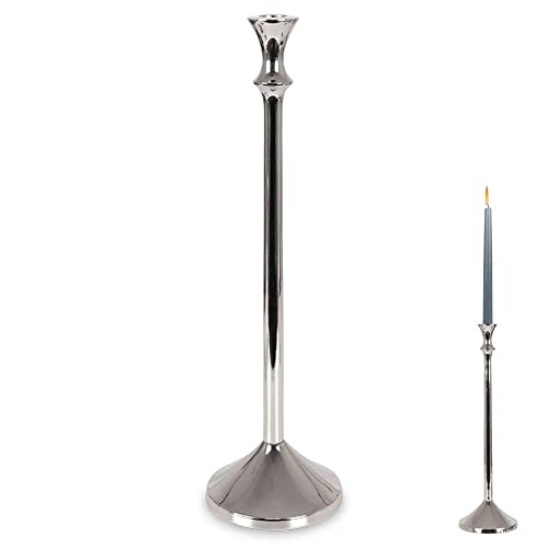 erzenhalter Kerzen-Halter Leuchter Kerzenleuchter Kerzenständer für eine Lange Kerze aus Aluminium silbern 40 cm von Vilde