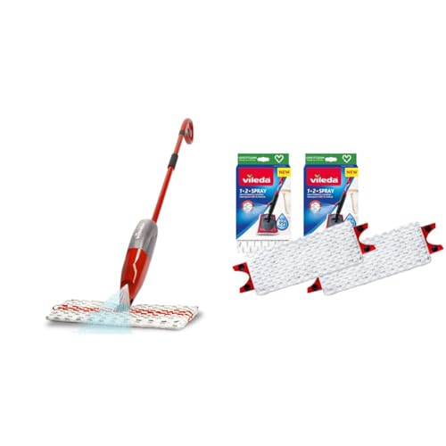 Vileda 1-2 Spraymax Sprühwischer, Bodenwischer mit Sprühfunktion & UltraMax 1-2 Spray Ersatz Mikrofaser Pads, Microfaser, weiß, 2er-Packung Vileda 1-2 Spraymax Sprühwischer, Bodenwischer mit Sprühfunktion & UltraMax 1-2 Spray Ersatz Mikrofaser Pads, Microfaser, weiß, 2er-Packung von Vileda