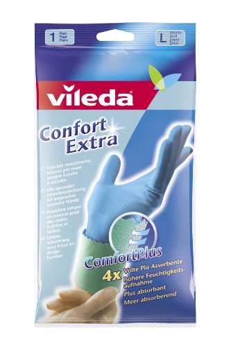 Vileda 119421 Haushaltshandschuhe, Latex Gummi, L (2er Pack) von Vileda