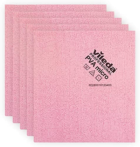 Vileda Mikro-Reinigungstuch, Rosa (Rot), 5 Stück, 38x35 cms von Vileda Professional