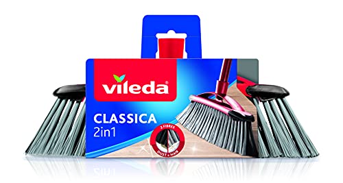 Vileda 2-in-1 Zimmer-Besen Classica - Ersatzkopf für Besen mit Stiel ideal für die Aufnahme von Staub und Haaren, Grau von Vileda