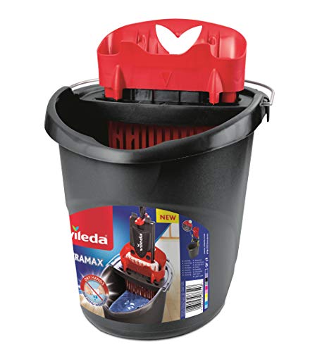 Vileda ULTRAMAX Eimer mit PowerPresse, schwarz und rot, für Bodenwischer, 37 x 28.6 x 36 cm von Vileda