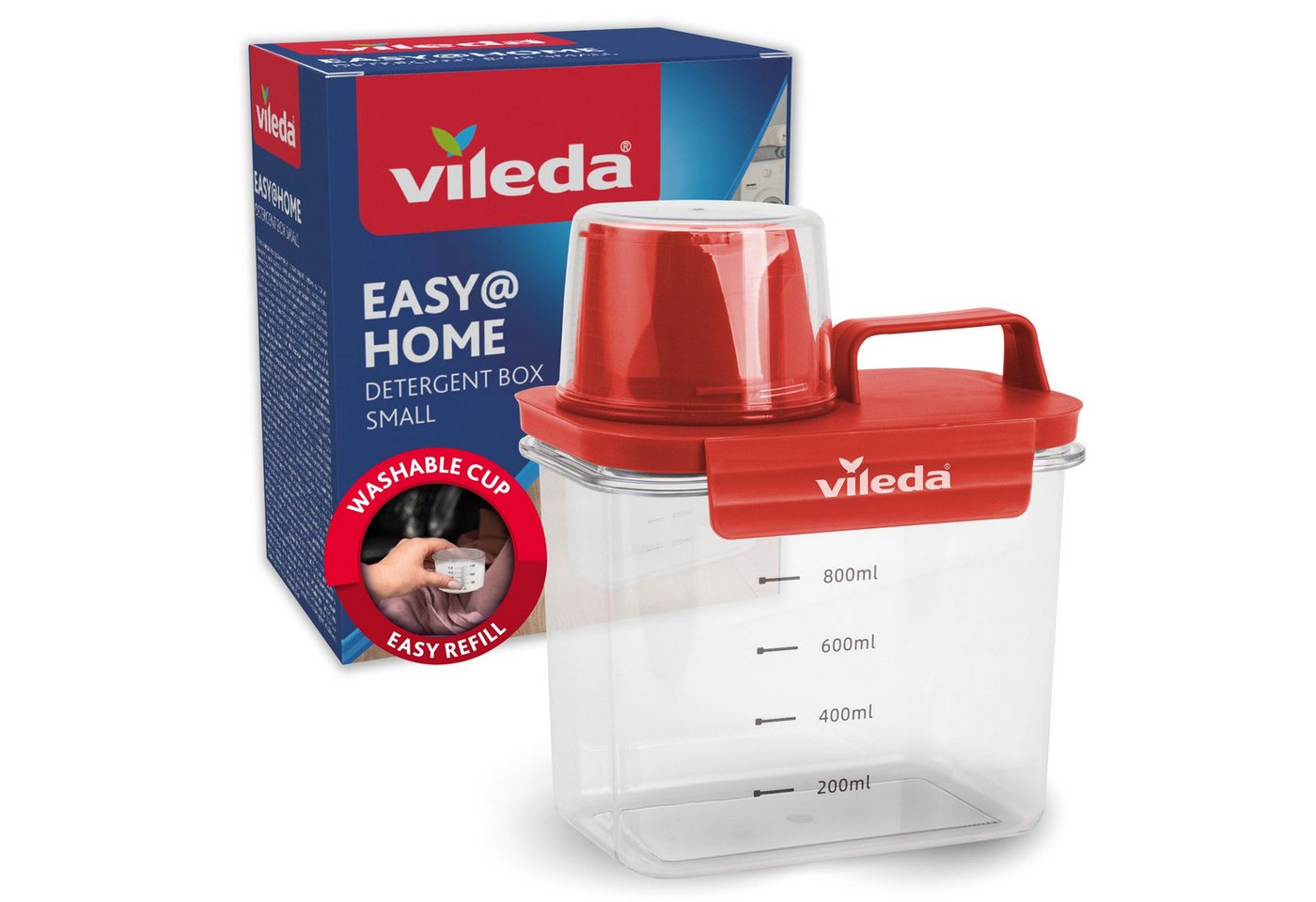 Vileda Aufbewahrungsbox Waschmittelbox 1100ml rot (Komplett-Set, Set) von Vileda