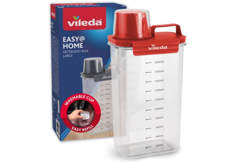 Vileda Aufbewahrungsbox Waschmittelbox 2300ml rot (Set), inkl. Messbecher von Vileda