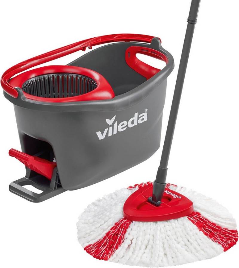 Vileda Bodenwischer-Set TURBO BOX (Set, 3-St., Wischmop-Set mit 3-tlg. Teleskopstiel, bis zu 130 cm ausziehbar), inkl. TURBO REFILL MICROFIBRE 2in1 Ersatzkopf von Vileda