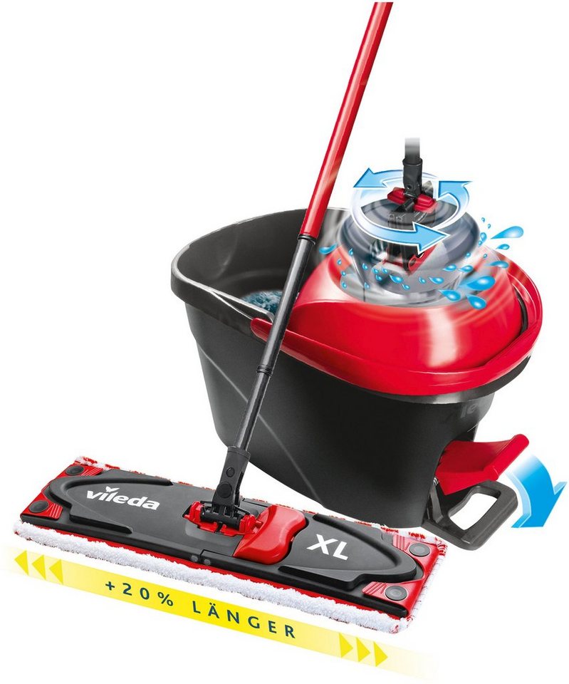 Vileda Bodenwischer-Set Ultramax XL Turbo Box (Set, 3-St., Stiel, extragroßer Wischbezug, Powerschleuder und Fußpeda), ideal für große Flächen von Vileda