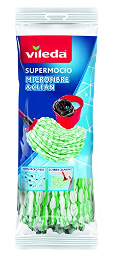 Vileda Microfibras Eco Wischmopp aus 100% Mikrofaser, hohe Reinigungs-und Saugfähigkeit, weiß/grün, Pequeño von Vileda