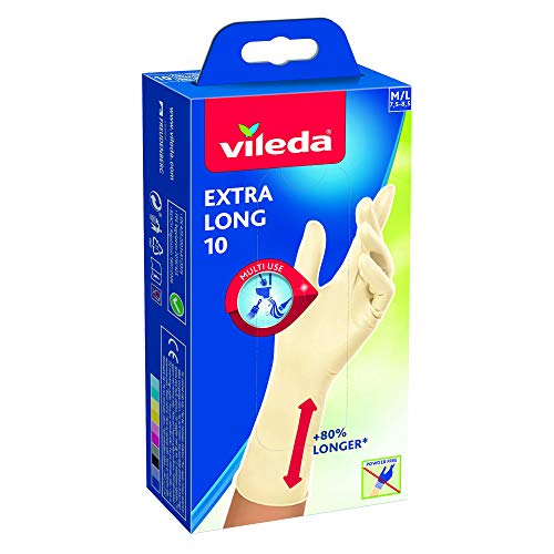 Vileda Extra Long 10 Handschuhe, Latex, Größe M/L von Vileda