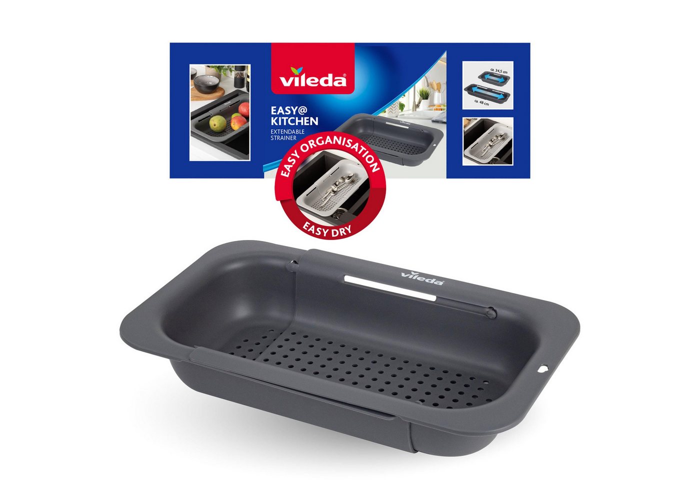 Vileda Geschirrständer Abtropfsieb für Spülbecken - Ausziehbar, Zubehör für Küche, lebensmittelecht & robust Vileda Geschirrständer Abtropfsieb für Spülbecken - Ausziehbar, Zubehör für Küche, lebensmittelecht & robust von Vileda
