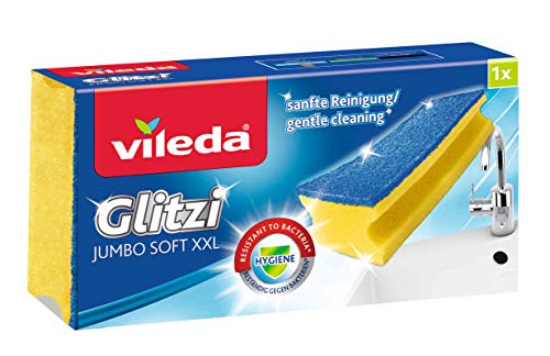 Vileda Glitzi Jumbo Sanft Reinigungsschwamm, reinigt schonend empfindliche und große Oberflächen, 1er Pack von Vileda