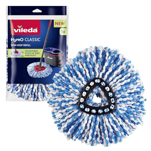Vileda H2PrO Wischmopp-Ersatzkopf | Mikrofaser-Moppkopf | Entfernt hartnäckigem Schmutz |maschinenwaschbar | langlebiger Mopp | für alle Böden | 1er Pack von Vileda