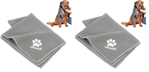 Vileda Hundetuch | Pet Pro Microfasertuch | Saugfähig und schnell trocknend | geeignet für Hunde und Katzen | Wabenstruktur | Super sauber und weich | weich (Packung mit 2) von Vileda