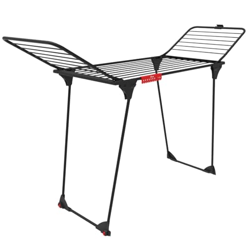 Vileda King Ultimate Wäscheständer, Black Edition, XXL-Leinen für weniger Falten, Trockenlänge: 20 m, Kleinteilehalter, stabil und robust, einfacher Transport Dank Sicherung und Rollen, Eco-Pack von Vileda