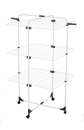Vileda Level 3 Turmwäschetrockner, 3 Trockenebenen und 6 klappbare Gittergestelle, 33 m Leinenlänge von Vileda
