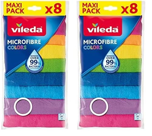 Vileda Mikrofasertücher Colors, Allzwecktücher Multipack aus Mikrofasern, 30 x 30 cm, Mehrfarbig zur Unterscheidung der Anwendungsbereiche, 16er Pack von Vileda