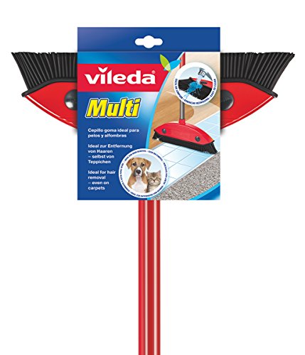 Vileda Multi Besen, mit Teleskopstiel, Kautschukborsten, gegen Tierhaare, Stiellänge 75–130 cm, für alle Böden, ideal auch für Teppiche von Vileda
