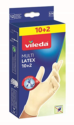 Vileda Multi Latex 10+2 ungepudert Einmalhandschuhe Latex Größe S/M, 12er Pack von Vileda