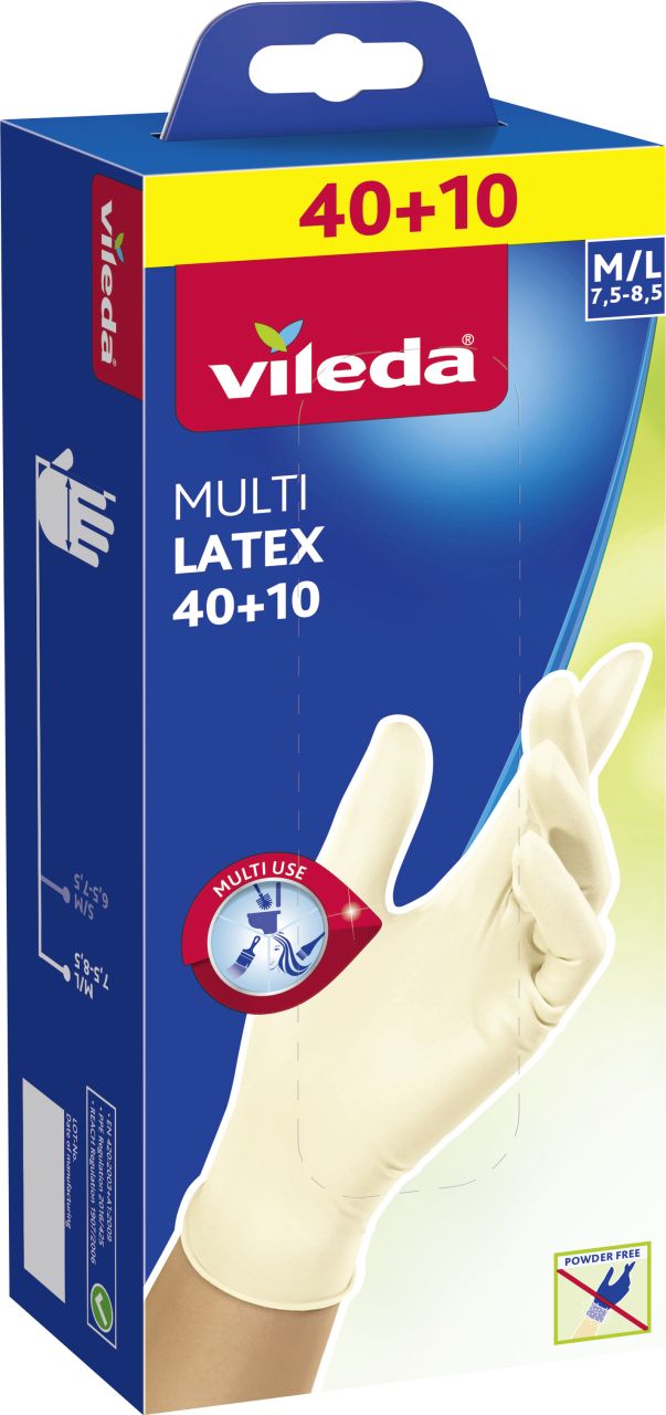 Vileda Multi Latex Einmalhandschuhe 40+10 M/L von Vileda