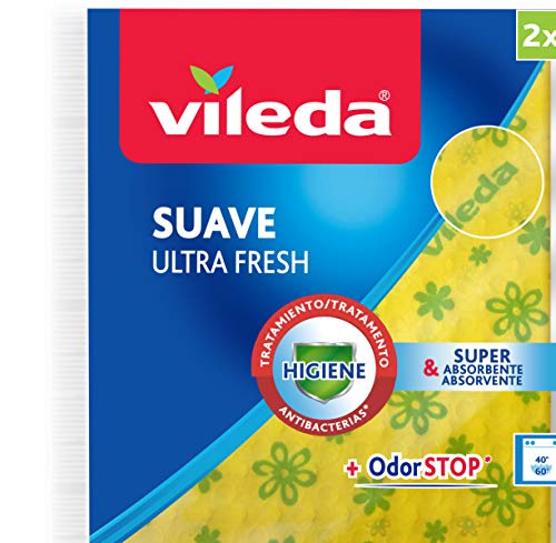 Vileda — Set mit 2 weichen UltraFresh-Tüchern mit antibakterieller Behandlung, 34 x 34 cm, 2 Einheiten von Vileda