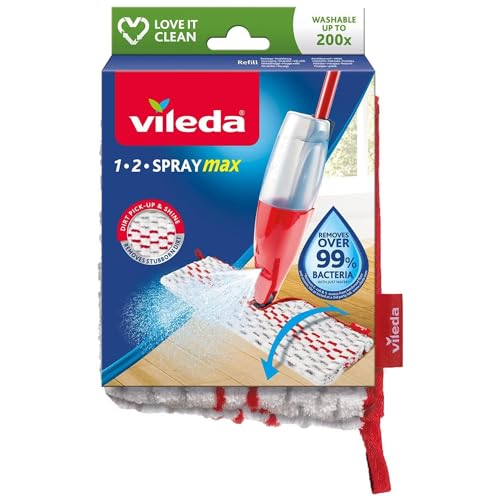 Vileda Spray & Clean Sprühwischer Ersatzbezug, Bodenwischer Bezug für Wischmopp mit Sprühfunktion, entfernt bis zu 99,9% der Bakterien und Viren, Waschmaschinen geeignet, 1er Pack von Vileda
