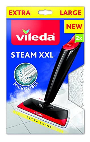 Vileda Steam XXL Mikrofaser Ersatzpads, Dampfreiniger Ersatzbezüge, Reinigung großer Flächen, entfernt bis zu 99,9% der Bakterien und Viren, für alle Böden, 2er Pack Weiß von Vileda
