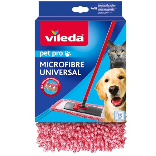 Vileda Pet Pro Wischbezug, Ersatzbezug für alle Wischmat Bodenwischer, beseitigt 3-mal mehr Tierhaare, 100 % Mikrofaser, einfacher Austausch, für alle Hartböden, maschinenwaschbar von Vileda