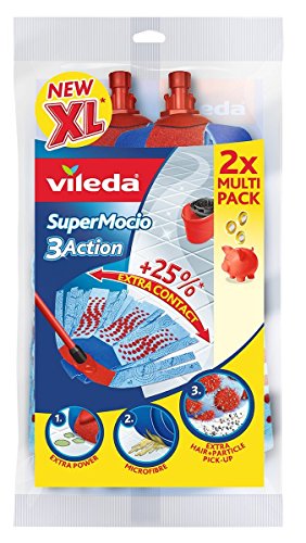 Vileda SuperMocio 3Action Wischmop Ersatzköpfe - Doppel-Vorteilspack von Vileda