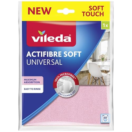 Vileda Tuch ACTIFIBRE Soft 1 Stück - Reinigt, saugfähig, streifenfrei und fleckenfrei von Vileda