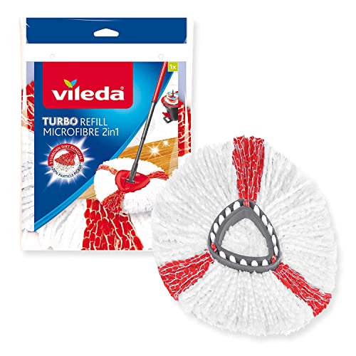 Vileda Turbo 2in1 EasyWring&Clean Wischmopp Ersatzköpfe, Mikrofaser Moppköpfe mit Kraftfasern für Vileda Turbo Sets, auch für empfindliche Böden, 1er Pack von Vileda