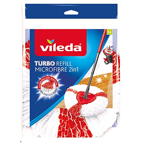 Vileda Turbo 2in1 EasyWring&Clean Wischmopp Ersatzköpfe, Mikrofaser Moppköpfe mit Kraftfasern für Vileda Turbo Sets, auch für empfindliche Böden, 1er Pack von Vileda