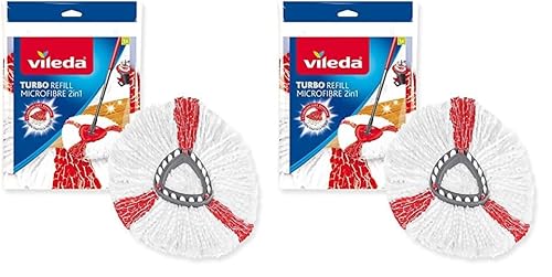 Vileda Turbo 2in1 EasyWring&Clean Wischmopp Ersatzköpfe, Mikrofaser Moppköpfe mit Kraftfasern für Vileda Turbo Sets, auch für empfindliche Böden, 2er Pack von Vileda