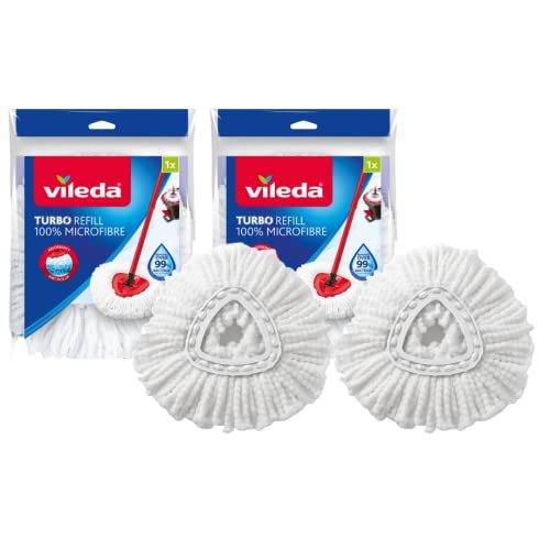 Vileda Turbo Classic Mop Nachfüllkopf, Microfaser, weiß, 2 Stück, 2 von Vileda