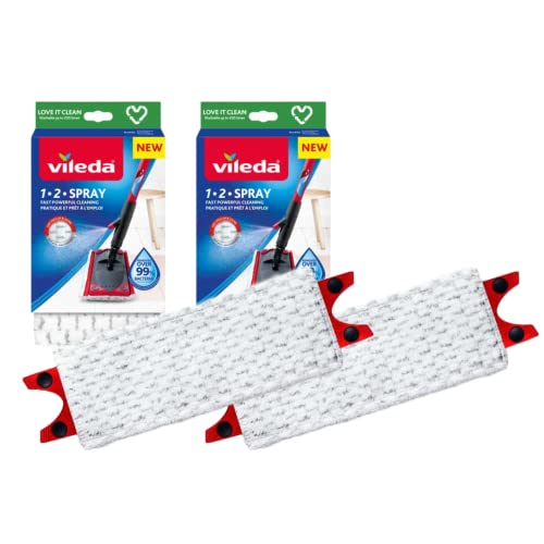 Vileda UltraMax 1-2 Spray Ersatz Mikrofaser Pads, Microfaser, weiß, 2er-Packung von Vileda