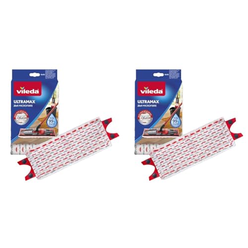 Vileda Ultramax Bodenwischer Ersatzbezug, Wischmopp Bezug Ultramat_Ultramax aus Mikrofasern, für alle Hartböden, Waschmaschinen geeignet, 2er Pack von Vileda