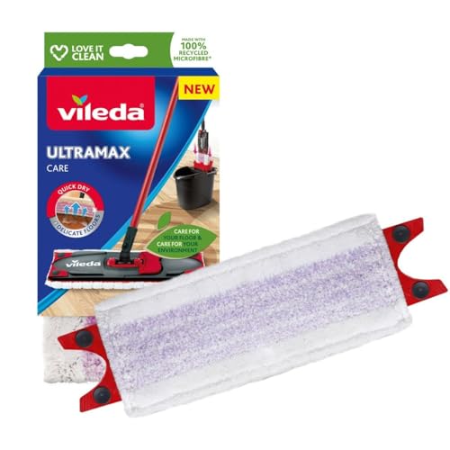 Vileda Ultramax Care Bodenwischer Ersatzbezug, Bodenreinigung, Wischmopp Bezug, Für empfindliche Böden, 100 Prozent recycelte Mikrofaser, Schnell getrockneter Boden, 1er Pack von Vileda