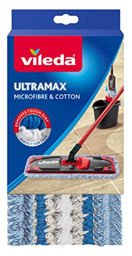 Vileda Ultramax Stein & Fliesen Bodenwischer Ersatzbezug, Wischmopp Bezug Ultramat_Ultramax aus Mikrofasern und Baumwolle, für extra feuchte Reinigung, Waschmaschinen geeignet, 1er Pack von Vileda