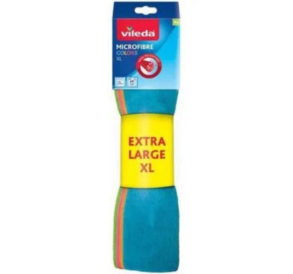 Vileda VILEDA Allzwecktuch Microfaser Colors XL 4er Mikrofasertuch (Packung, 4-tlg., VILEDA Allzwecktuch Microfaser Colors XL 4er, 80 % Polyester & 20 % Polyamid) von Vileda