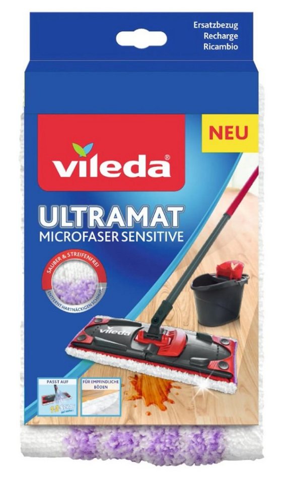 Vileda Videla UltraMat Sensitive Ersatzbezug Wischbezug (Polyester, 14x46 cm, 1 Wischtuch, 1-tlg., Wischtusch mit Druckknöpfen, Wischbezug für empfindliche Böden) von Vileda