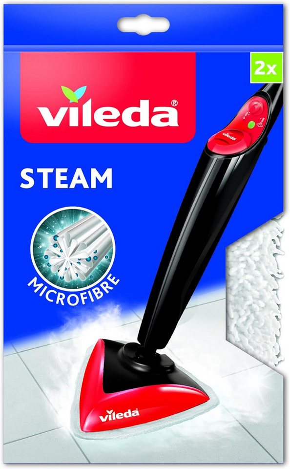 Vileda Vileda Steam Bezug Dampfreiniger Mikrofaser 2er Pack Wischbezug (91% Polyester, 9% Andere, 27.5x17 cm, Mehrfachpackung, 2-tlg., 2 Mikrofaserbezüge für Vileda Steam Dampfreiniger, Reinigung ohne Chemie) von Vileda