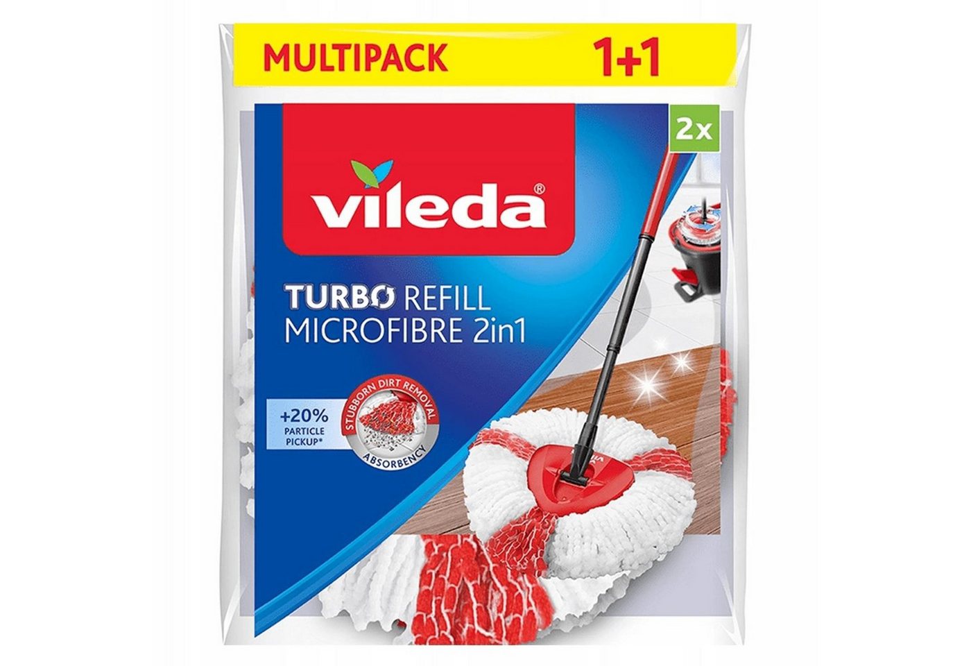 Vileda Wischmopp 166142, Moppeinsatz Turbo Refill Microfibre 2in1 2 Stück von Vileda