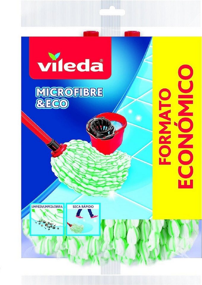 Vileda Wischmopp Microfibre Eco Wischmopp-Nachfüllpackung, 100% Mikrofaser, 2 Stück von Vileda