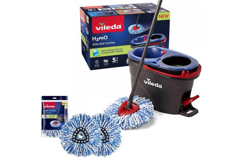Vileda Wischmopp-Set H2prO Wischmopp mit Eimer 3 Einsätze, Zentrifugationssystem, klappbare Stange, einfache Reinigung von Ecken Vileda Wischmopp-Set H2prO Wischmopp mit Eimer 3 Einsätze, Zentrifugationssystem, klappbare Stange, einfache Reinigung von Ecken von Vileda