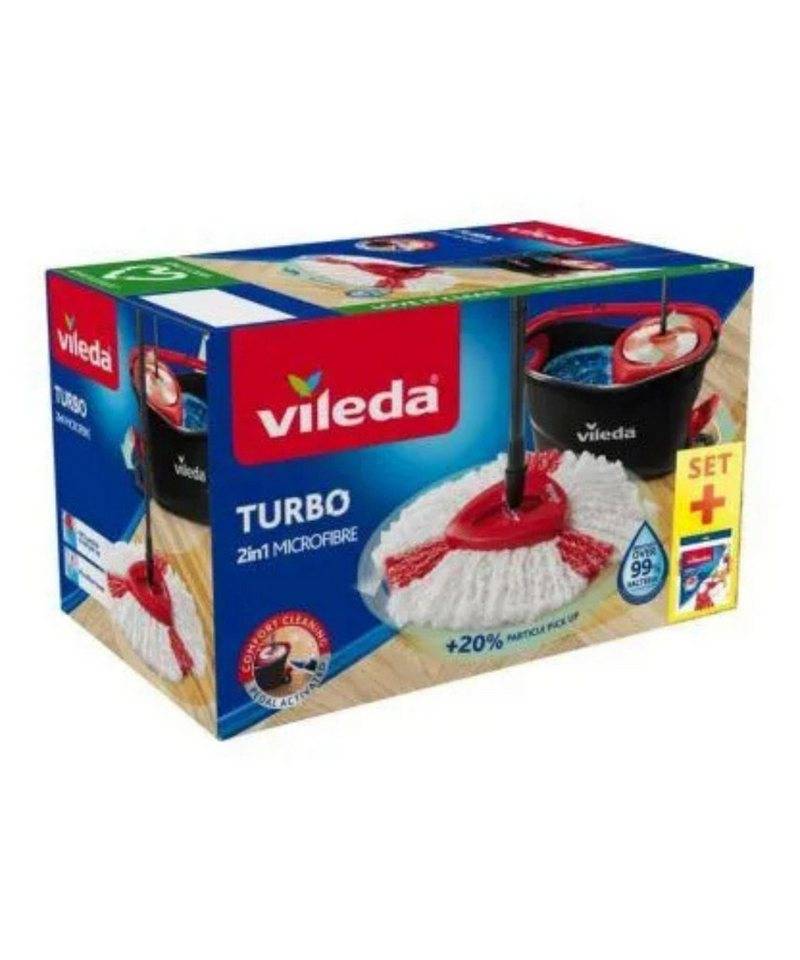Vileda Wischmopp Vileda TURBO Wischmop Komplett-Set, Maschinenwaschbar: Mopkopf bei bis zu 30 °C waschbar. von Vileda